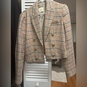 Elie Tahari lady jacket tweed plaid wool